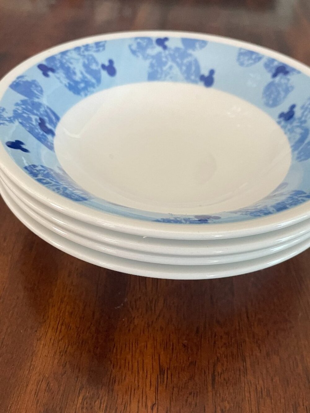 Disney Staffordshire Tableware Mickey Mouse Blue White 7” Cereal Bowl Set of 4